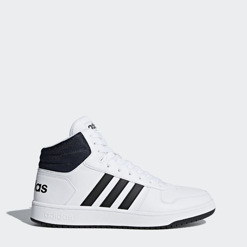 Adidas Hoops 2.0 Mid - αθλητικα παπουτσια ανδρικα - Ασπρα/Μαυρα/Σκουρο Μπλε,Μέγεθος: EU 36 – 54 2/3